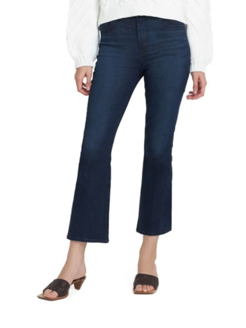 J Brand Franky Cropped Boot-Cut Jeans - Dark Blue Indigo - Size 28